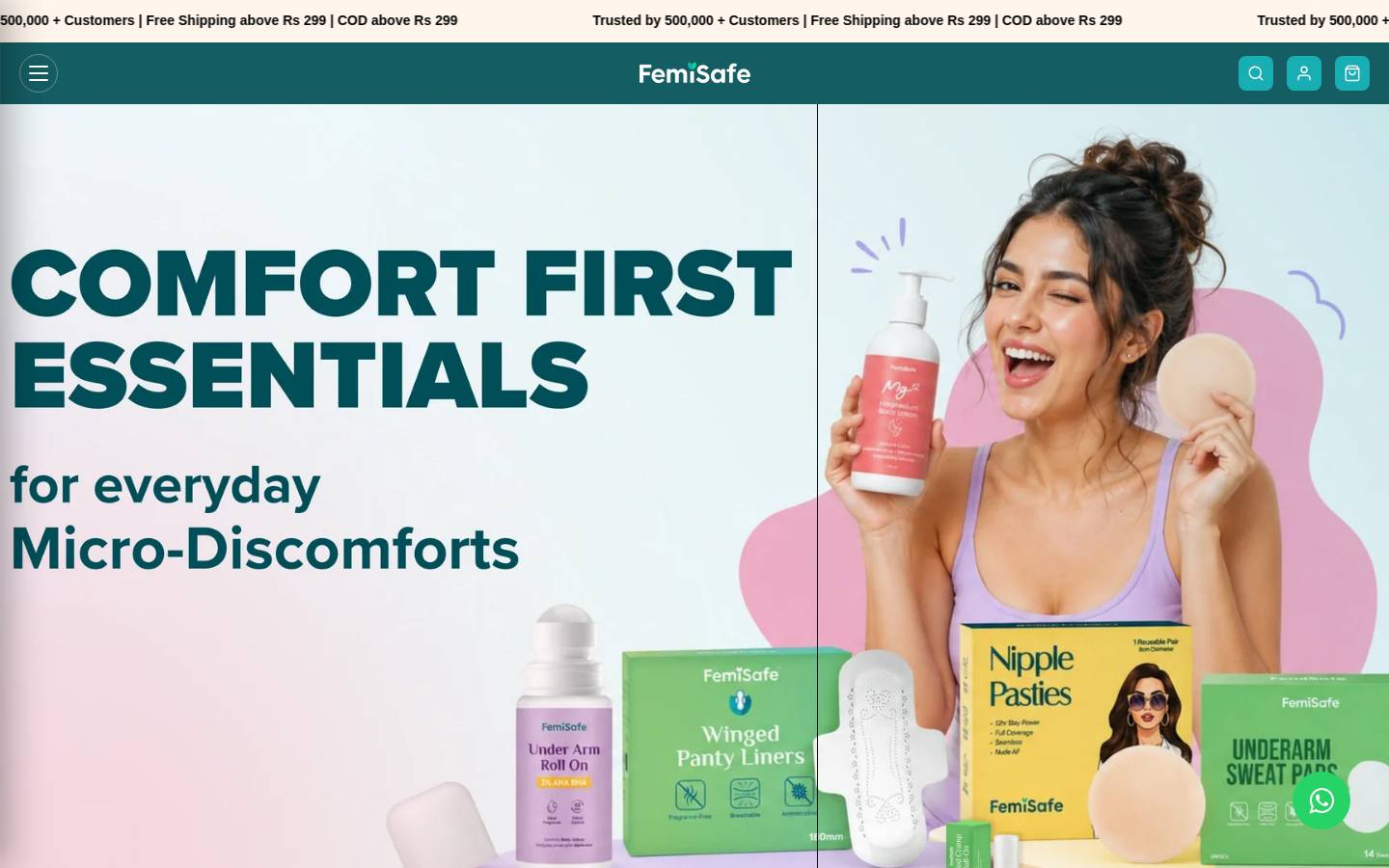 femisafe.in homepage screenshot