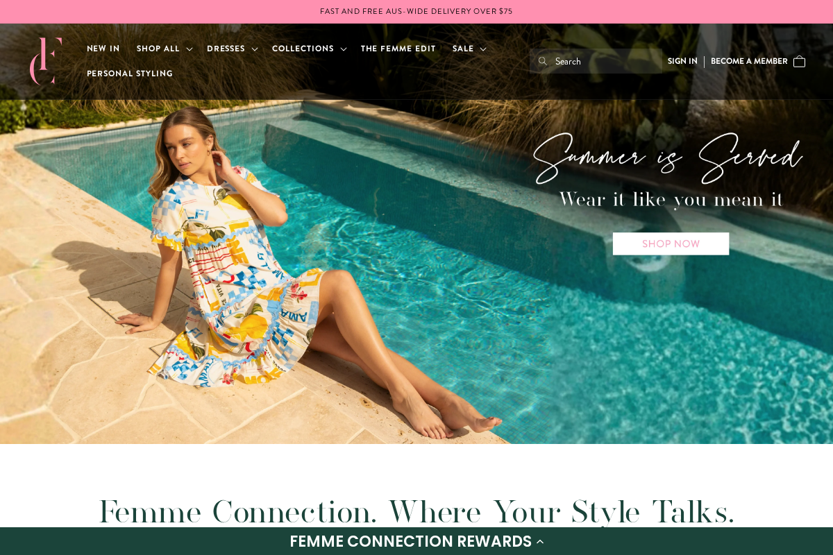 FEMME Connection homepage screenshot