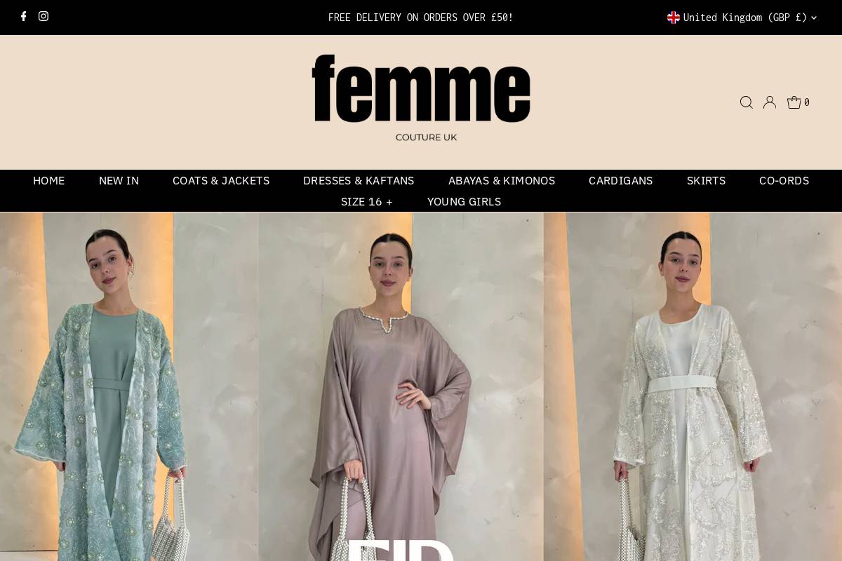 Femmecoutureuk homepage screenshot