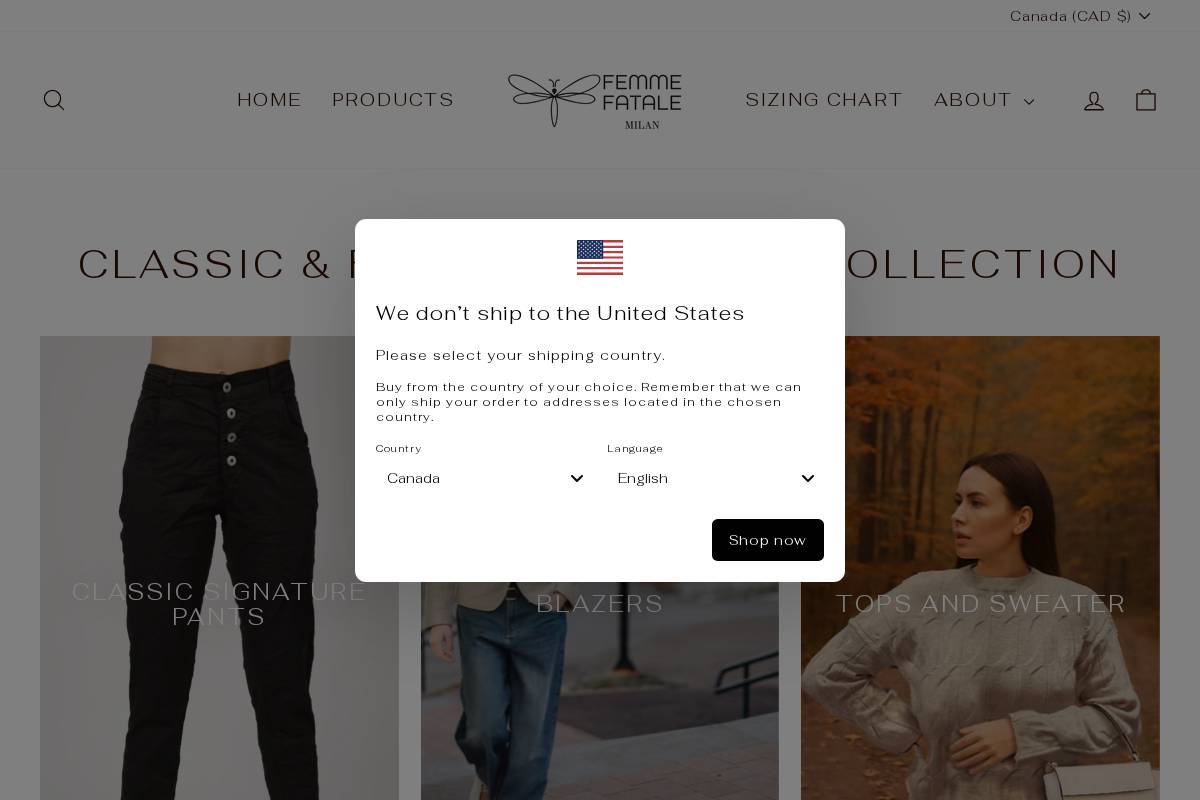 femmefataleitaly.com homepage screenshot