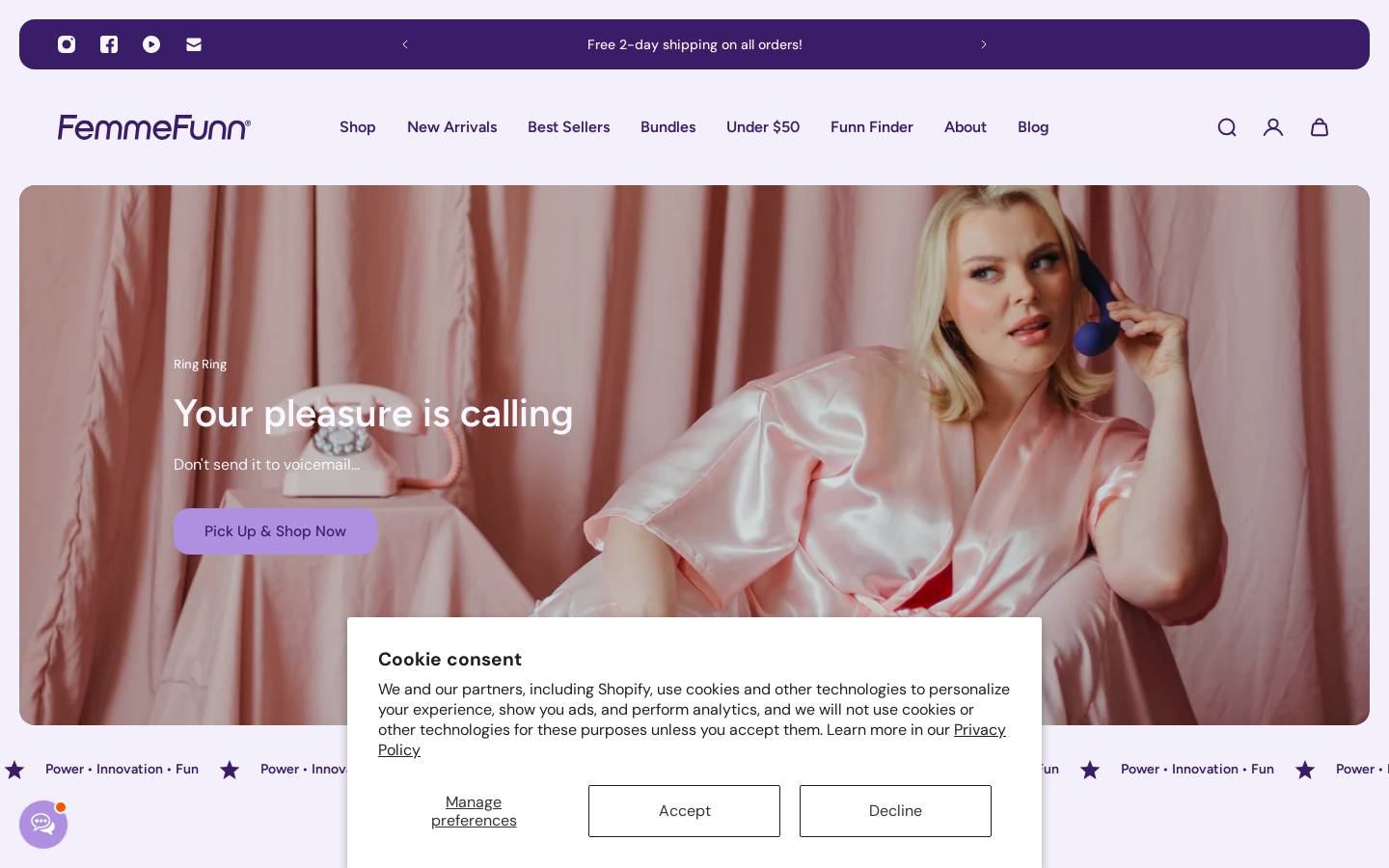 Femmefunn homepage screenshot