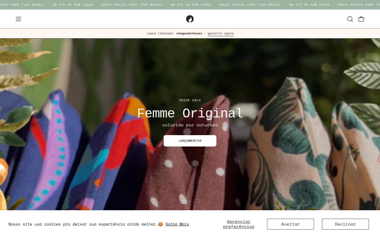 femmeoriginal.com.br homepage screenshot
