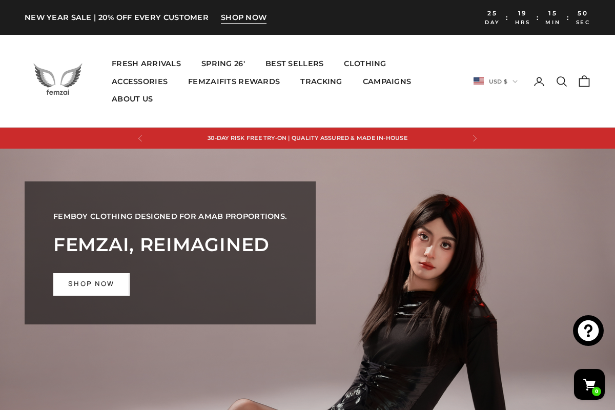 Femzai homepage screenshot