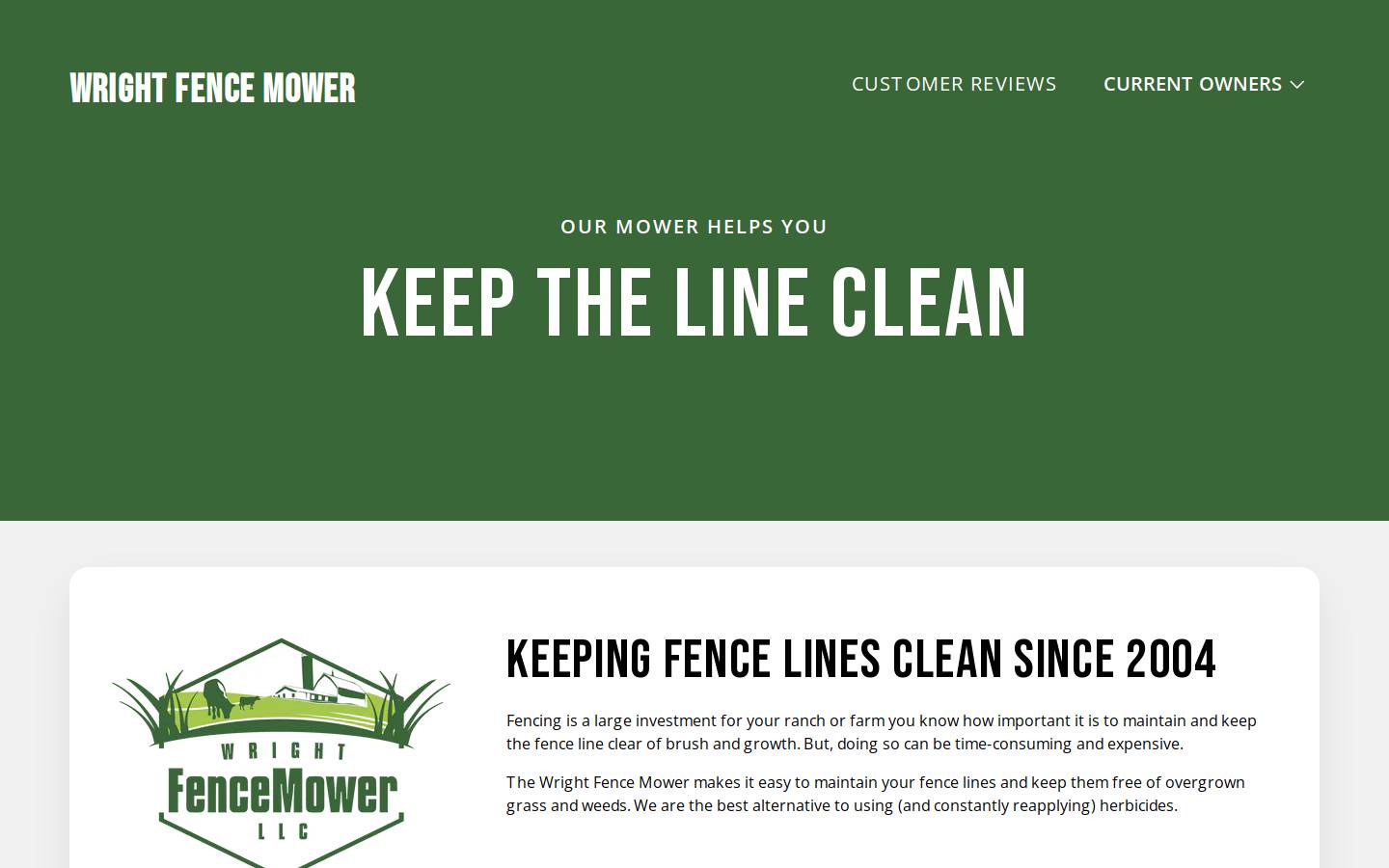 fencemower.com homepage screenshot