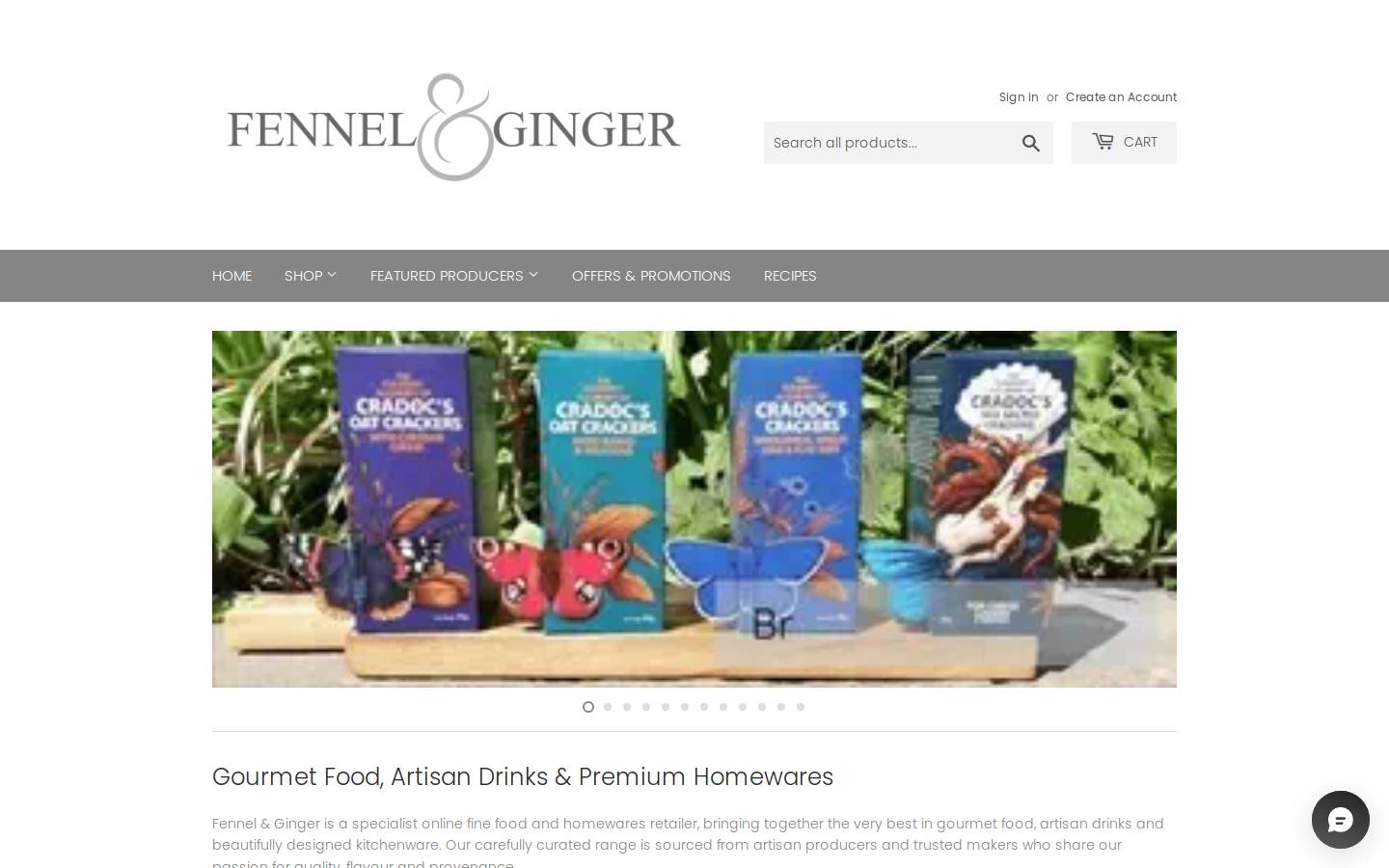 Fennel & Ginger homepage screenshot