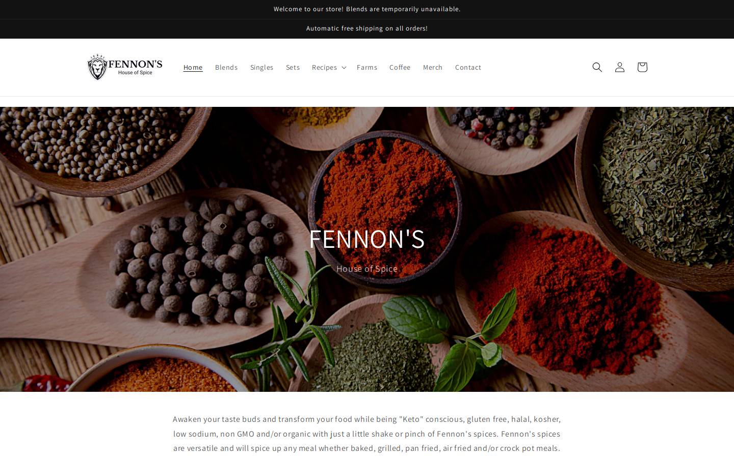 fennons.com homepage screenshot
