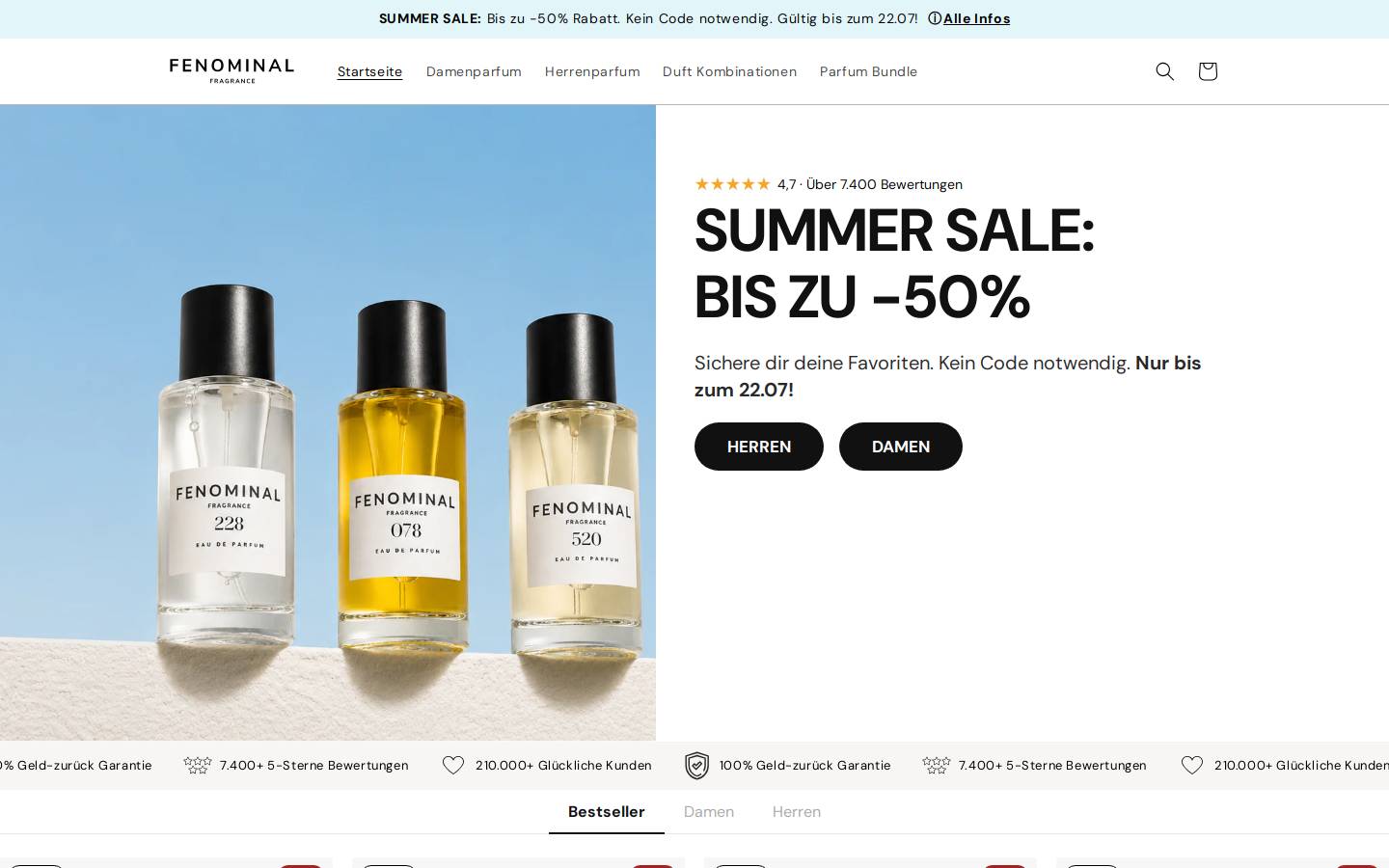 Fenominal Fragrance homepage screenshot