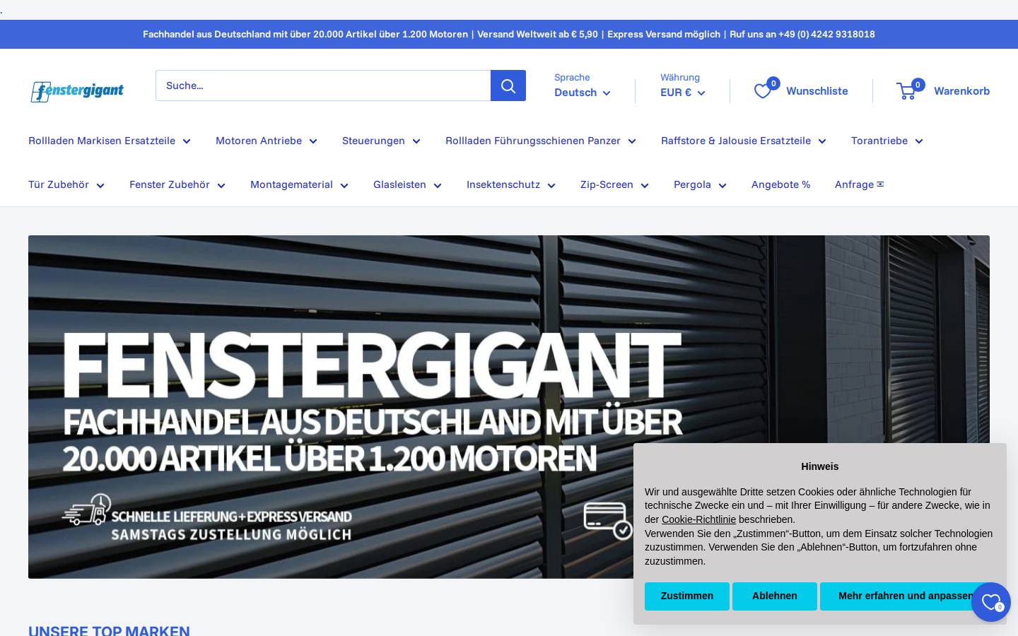 Fenstergigant homepage screenshot