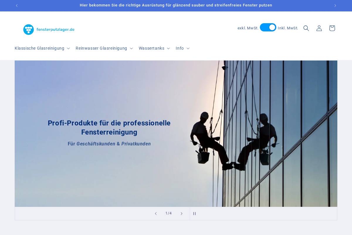 Fensterputzlager.de homepage screenshot