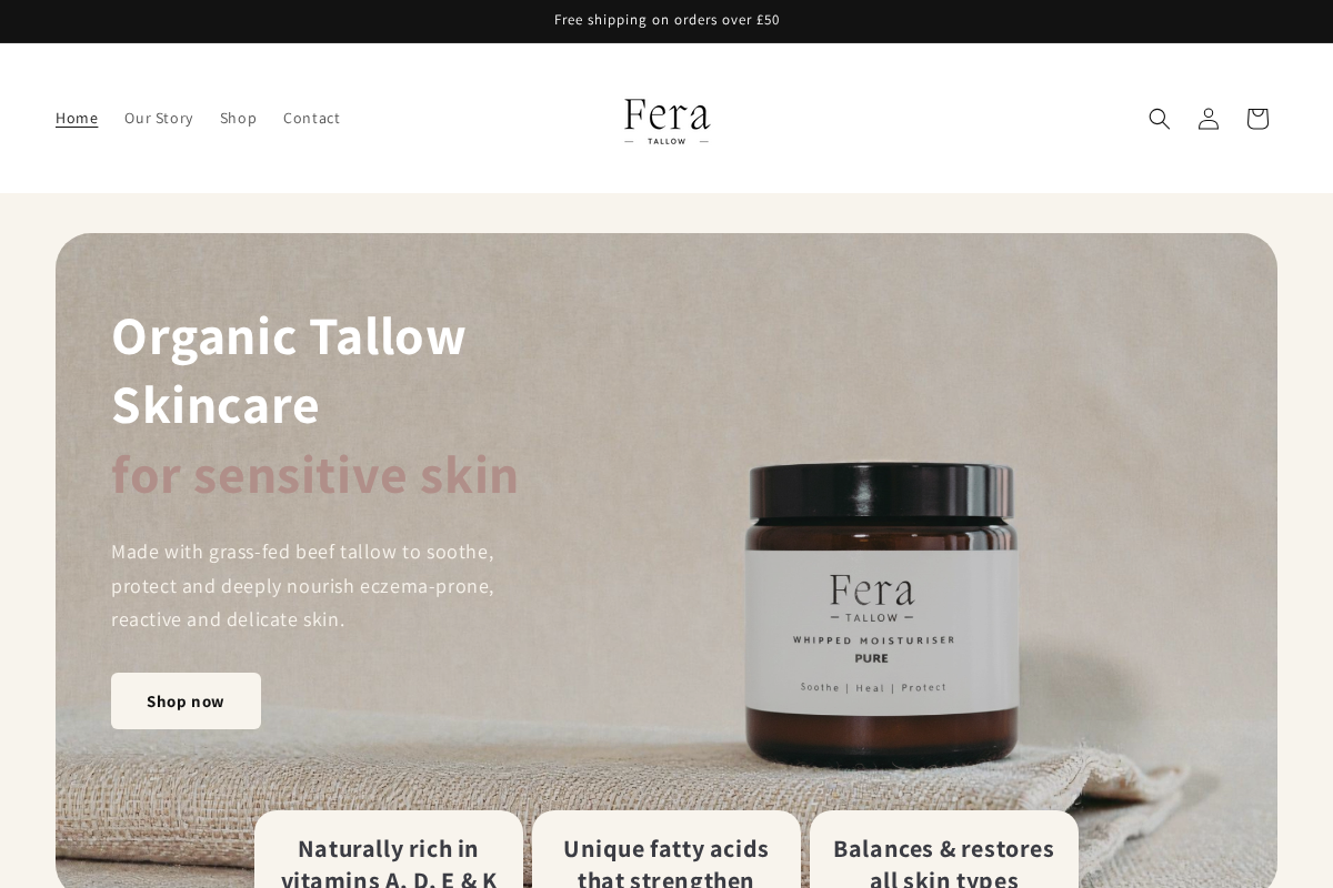 Fera Tallow homepage screenshot