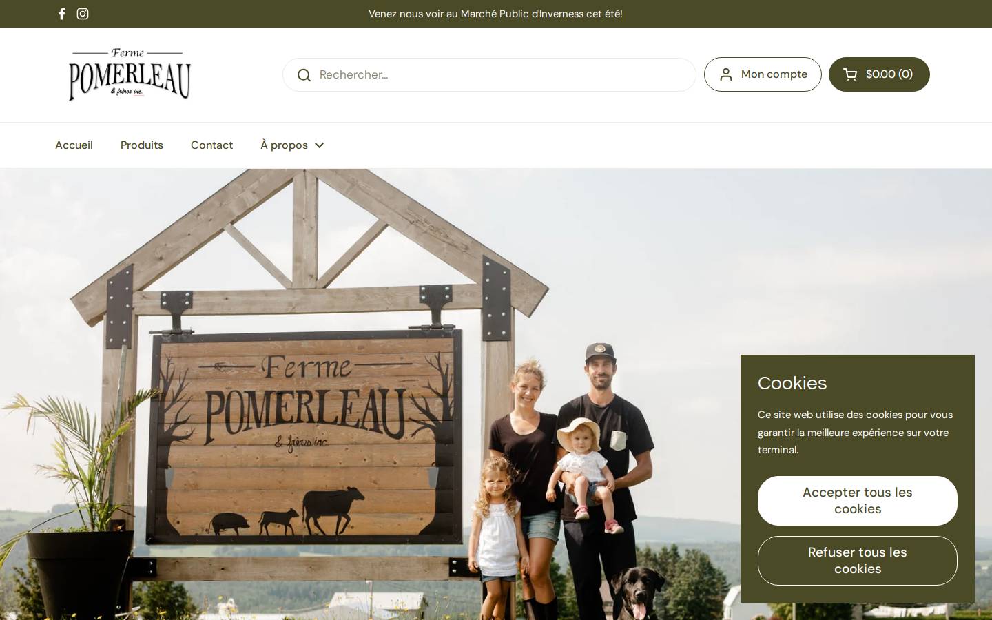 fermepomerleau.com homepage screenshot