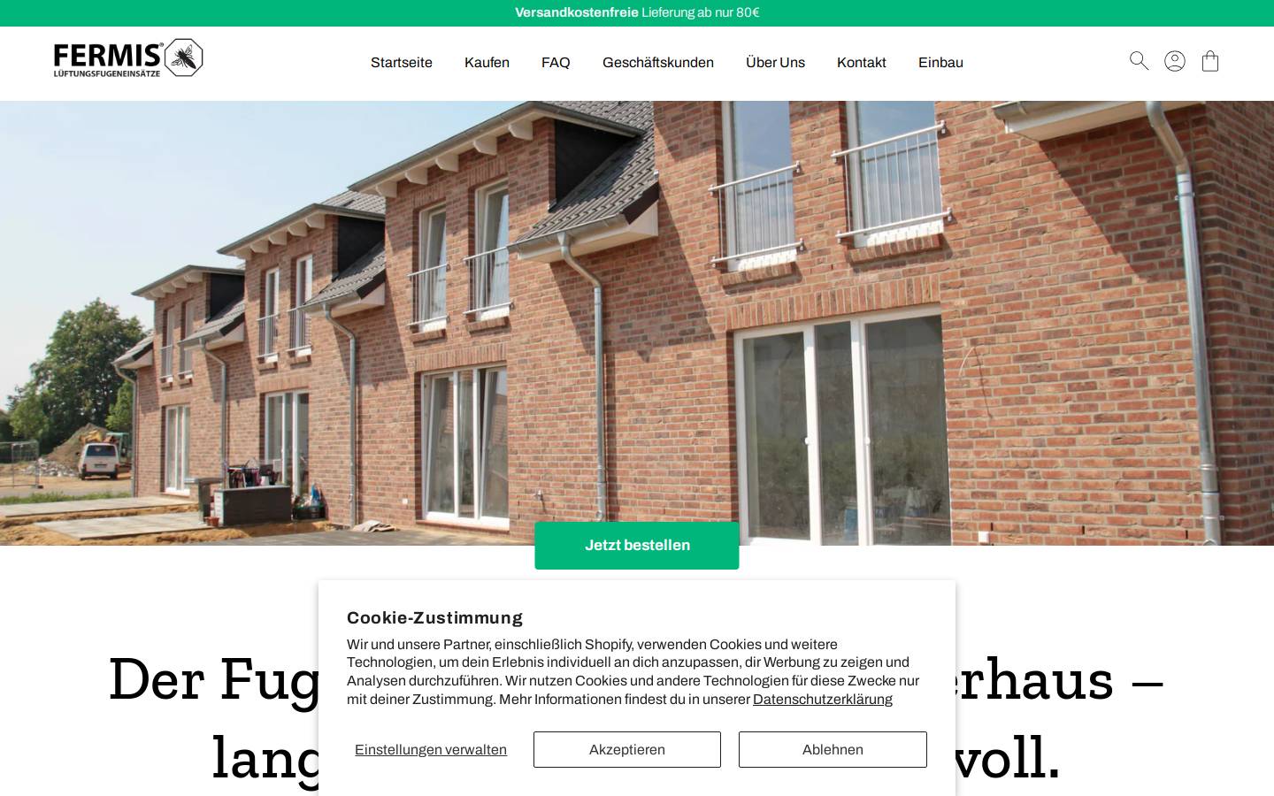 FERMIS Lüftungsfugeneinsätze homepage screenshot