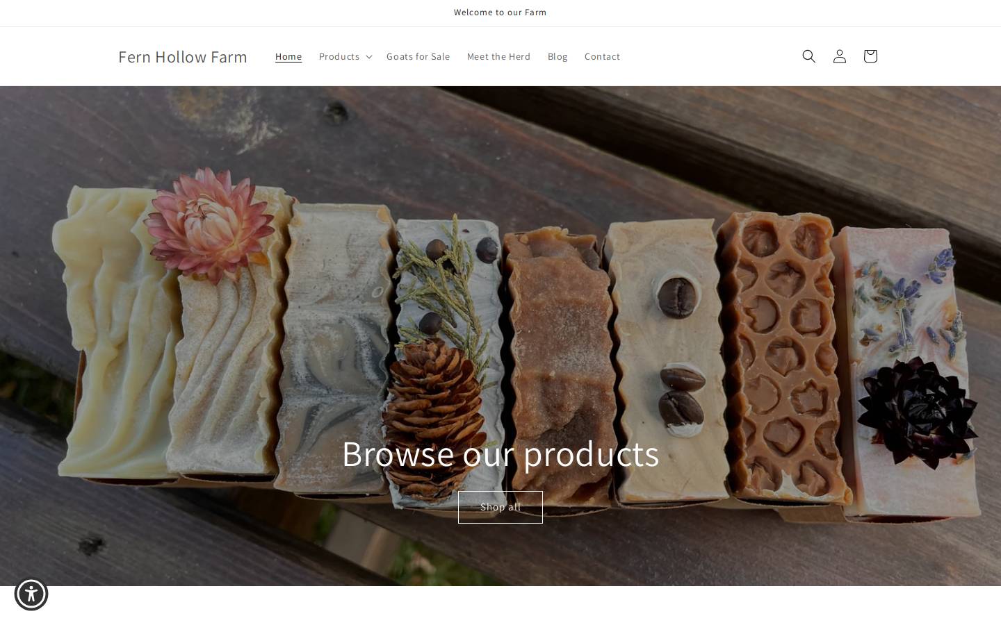 fernhollowgoatfarm.com homepage screenshot