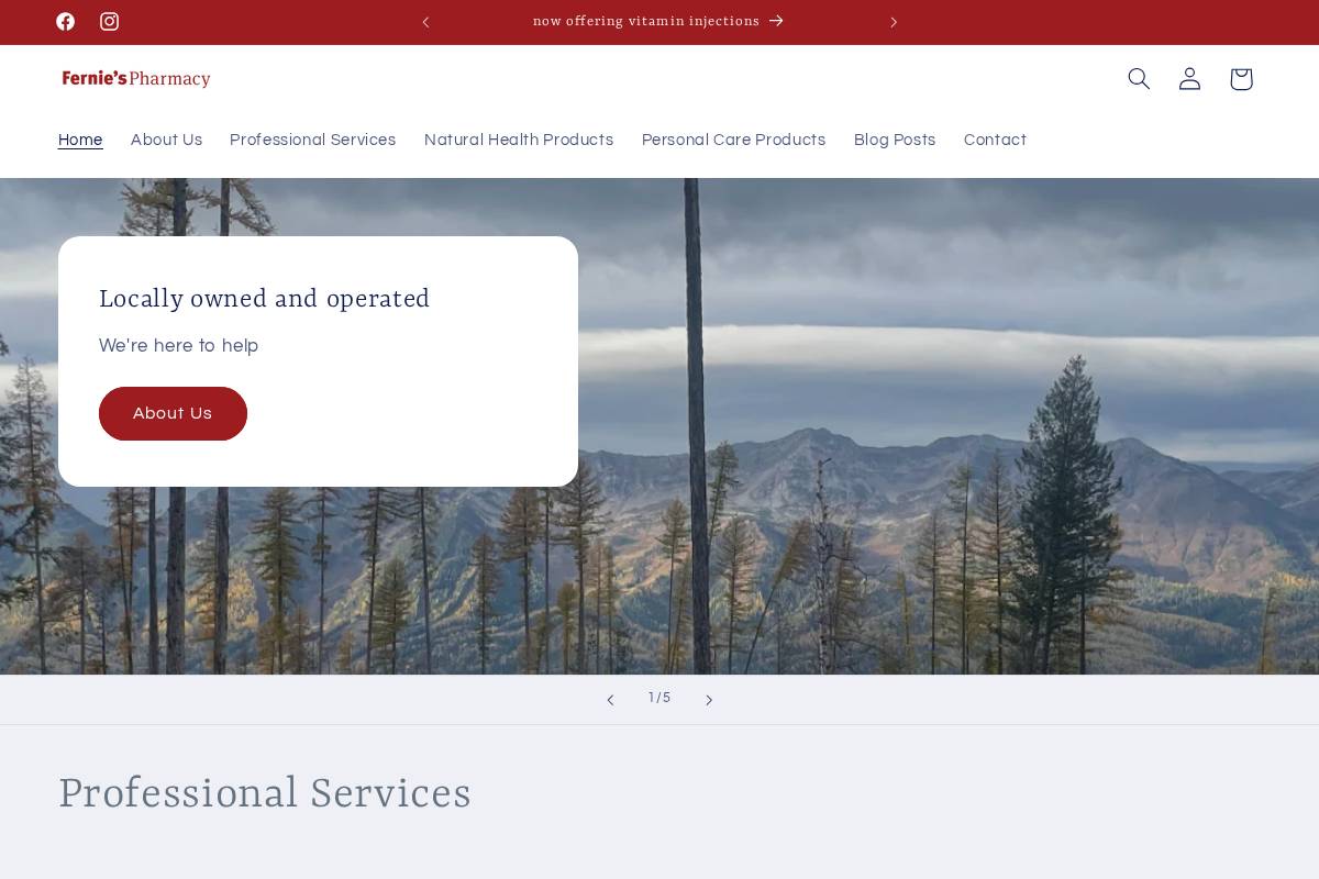 ferniespharmacy.ca homepage screenshot