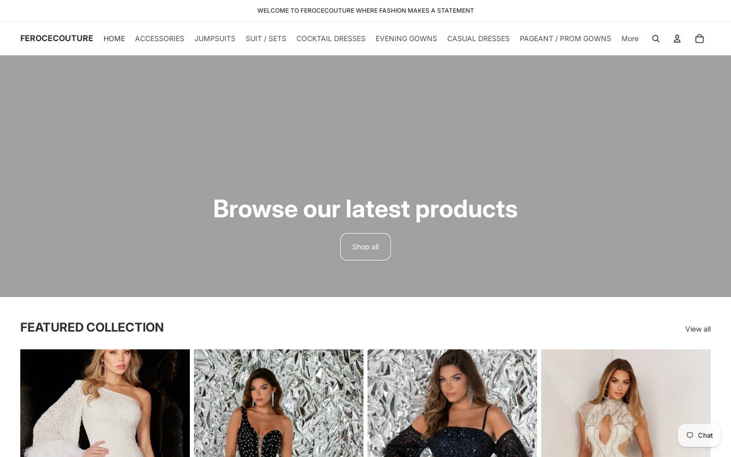 ferocecouture.com homepage screenshot