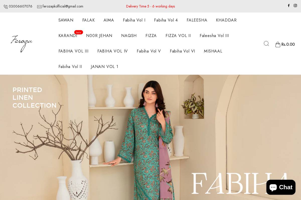 ferozaofficial.com homepage screenshot