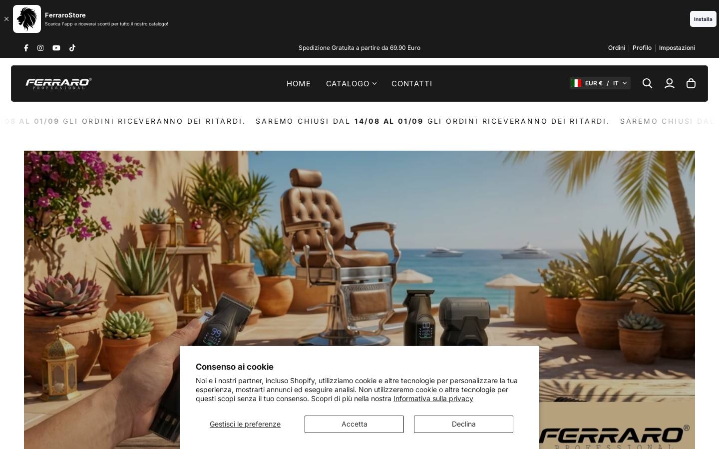 ferrarobarber.com homepage screenshot