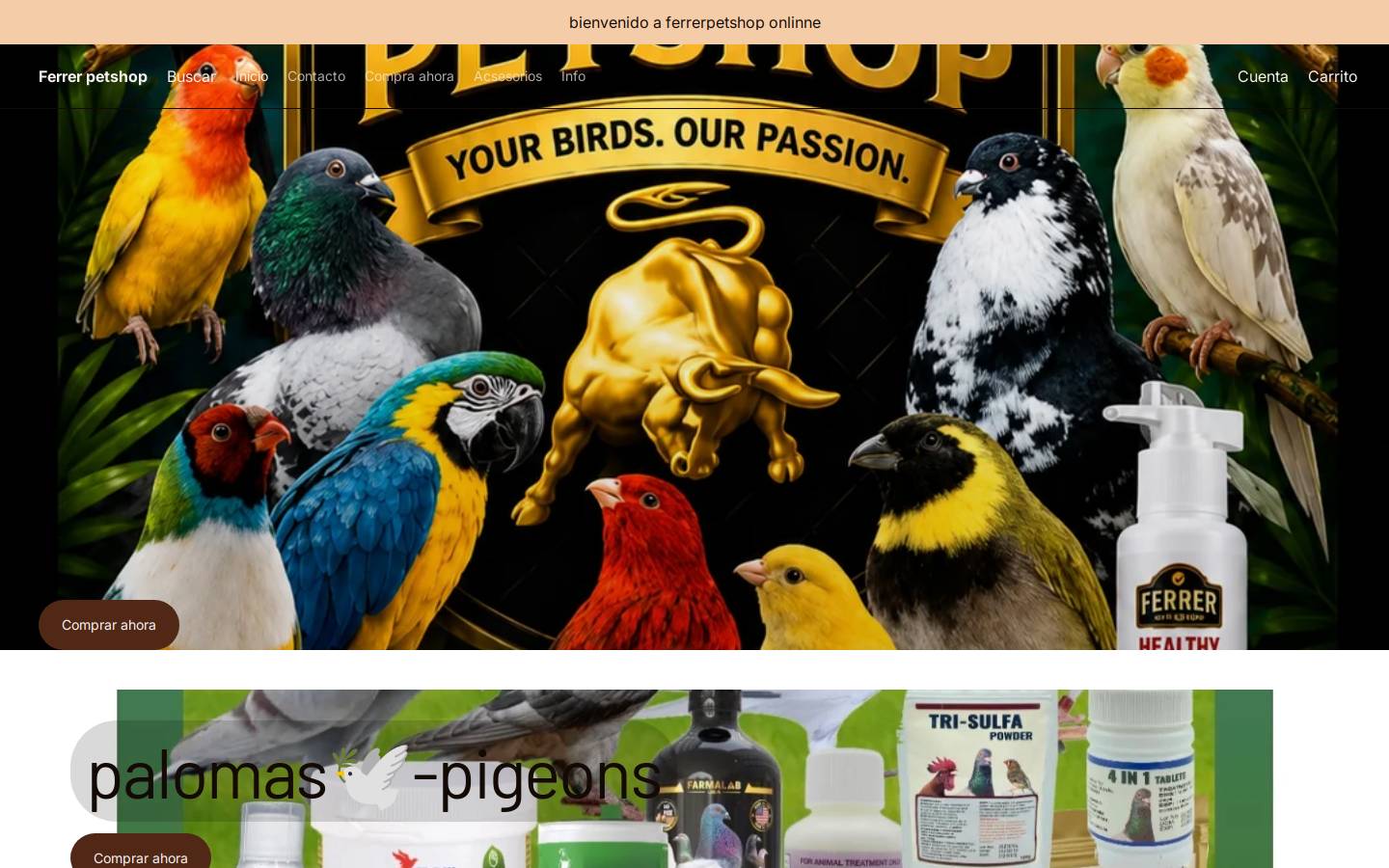 ferrerpetshopsuply.com homepage screenshot