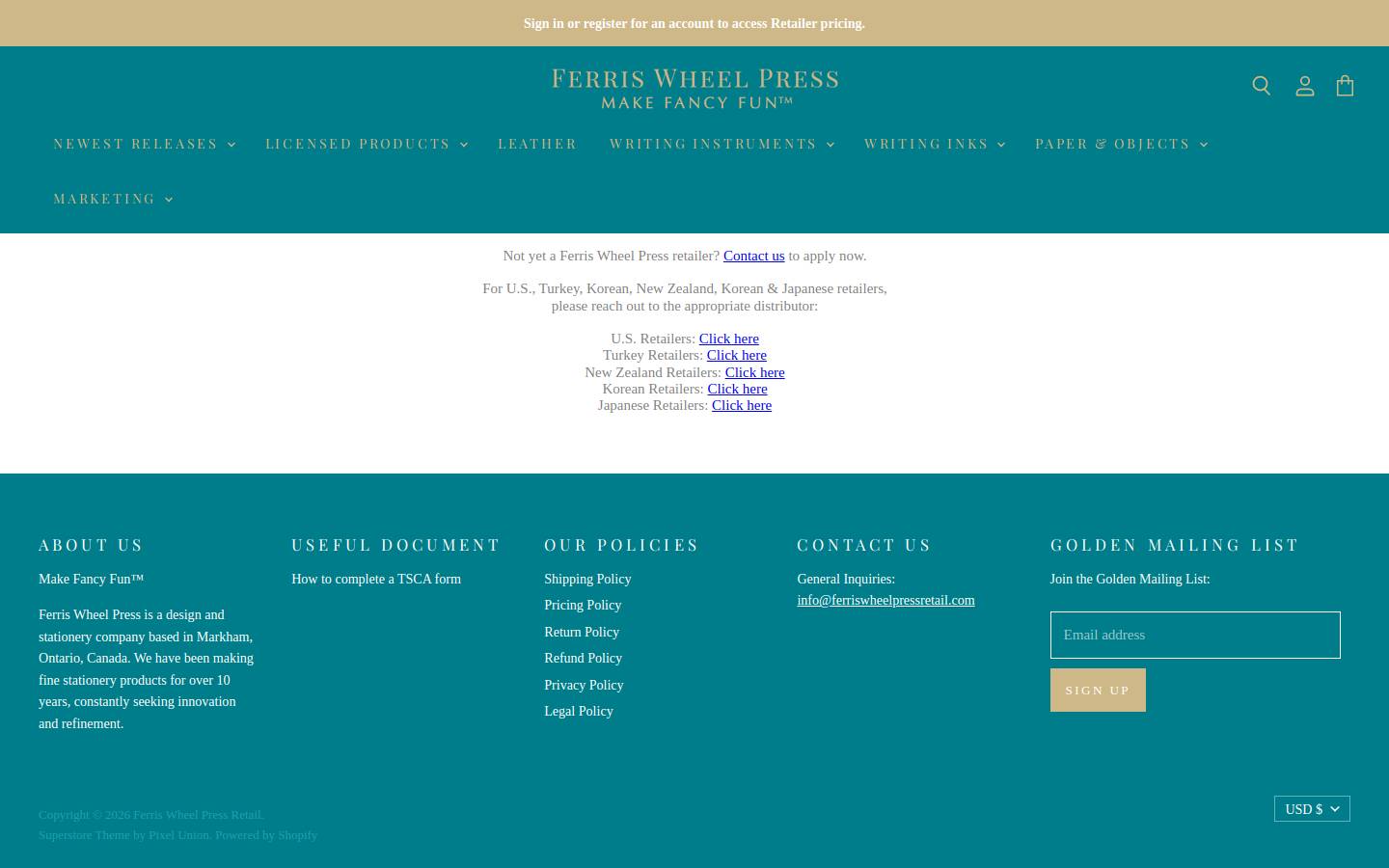 ferriswheelpressretail.com homepage screenshot