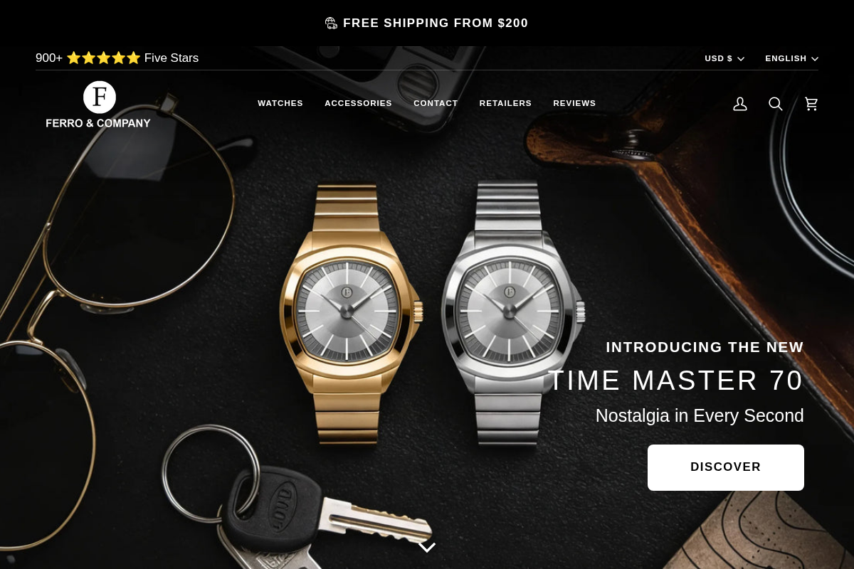 Ferro & Company Watches homepage screenshot