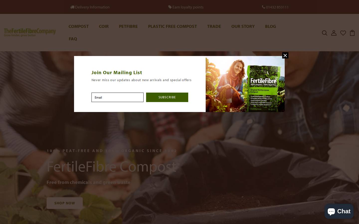 Fertilefibre homepage screenshot