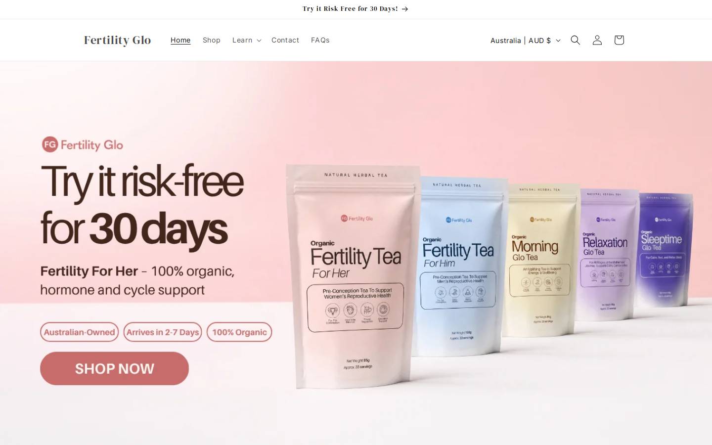 fertilityglo.com homepage screenshot