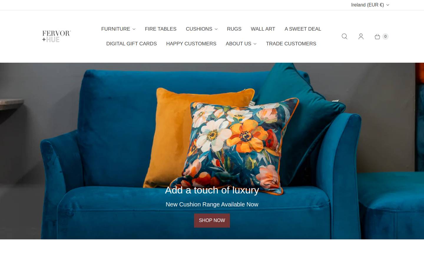 Fervorandhue homepage screenshot