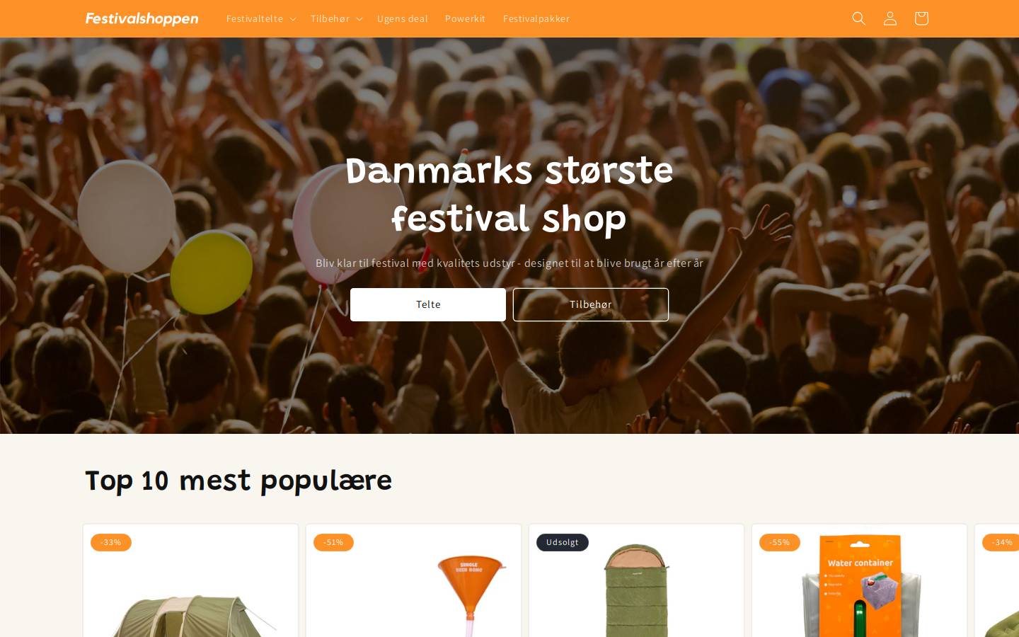 Festivalshoppen homepage screenshot