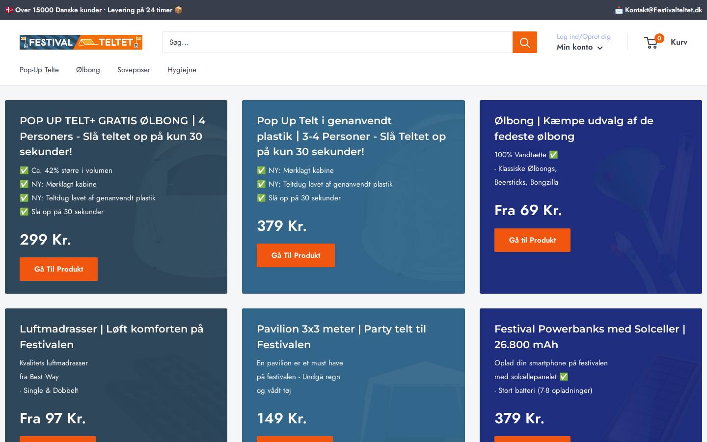 Festivalteltet homepage screenshot