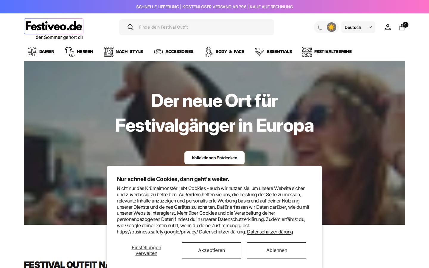 Festiveo homepage screenshot