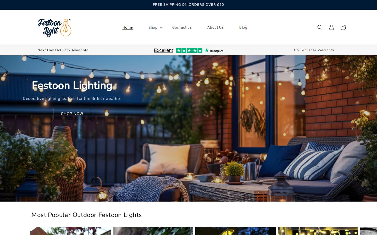 Festoon Light homepage screenshot