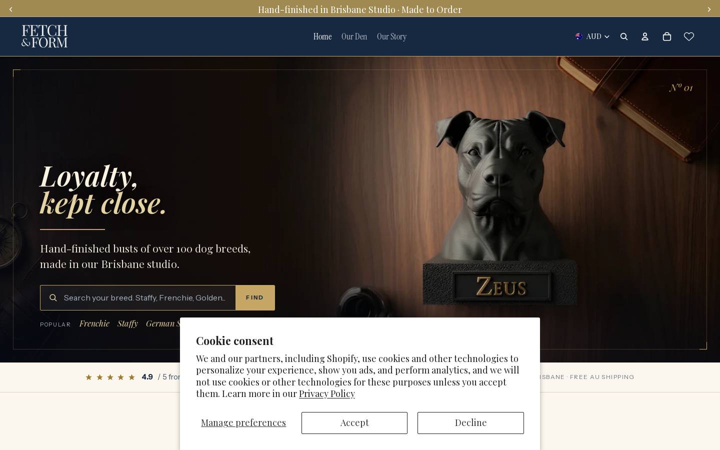 fetchandform.com.au homepage screenshot
