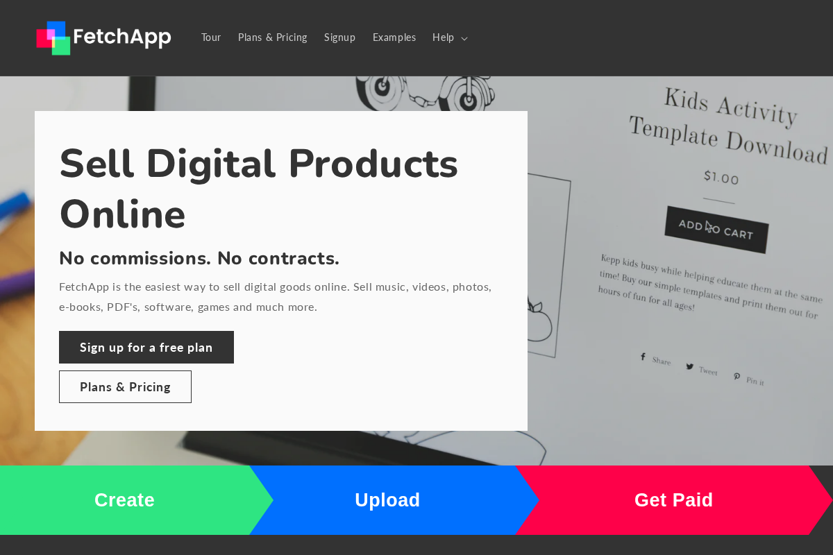 FetchApp homepage screenshot