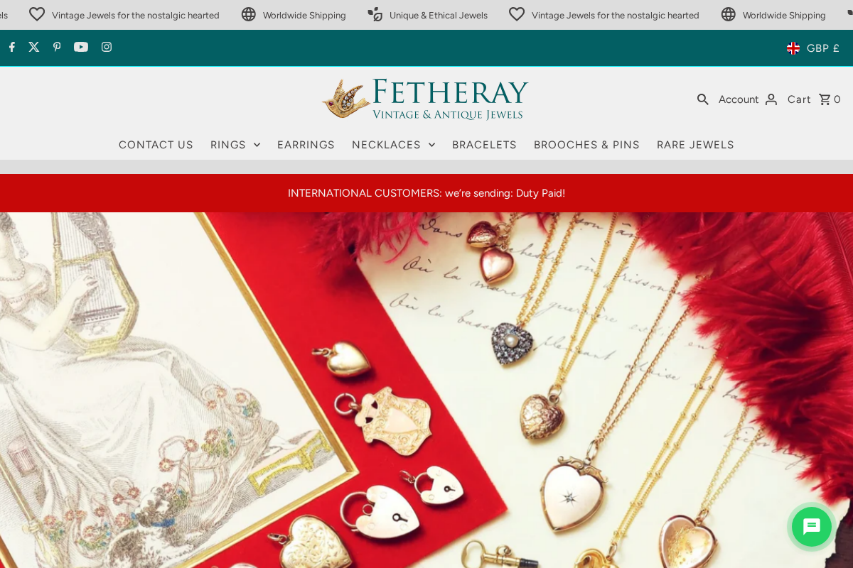 Fetheray Antique & Vintage Jewellery homepage screenshot