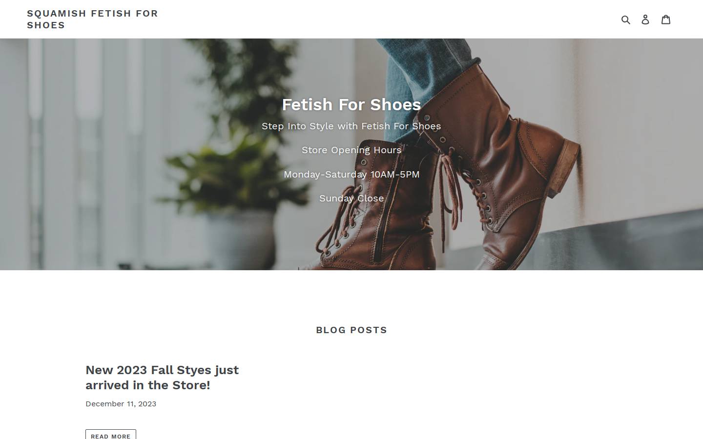 fetishforshoes.ca homepage screenshot