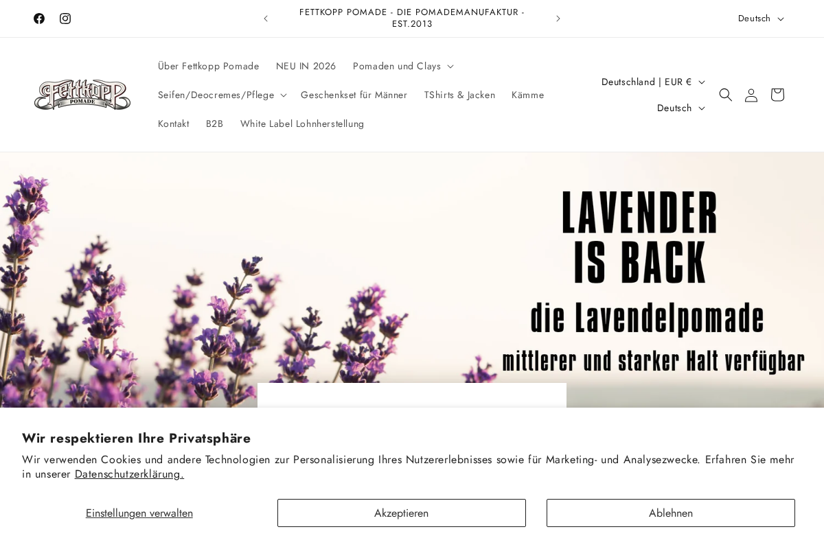 Fettkopp Pomade homepage screenshot