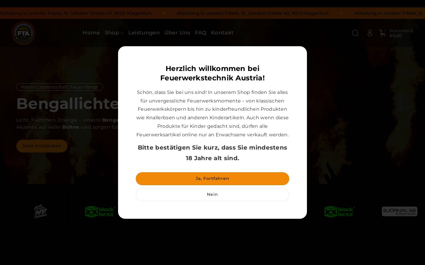 feuerwerkstechnik.at homepage screenshot