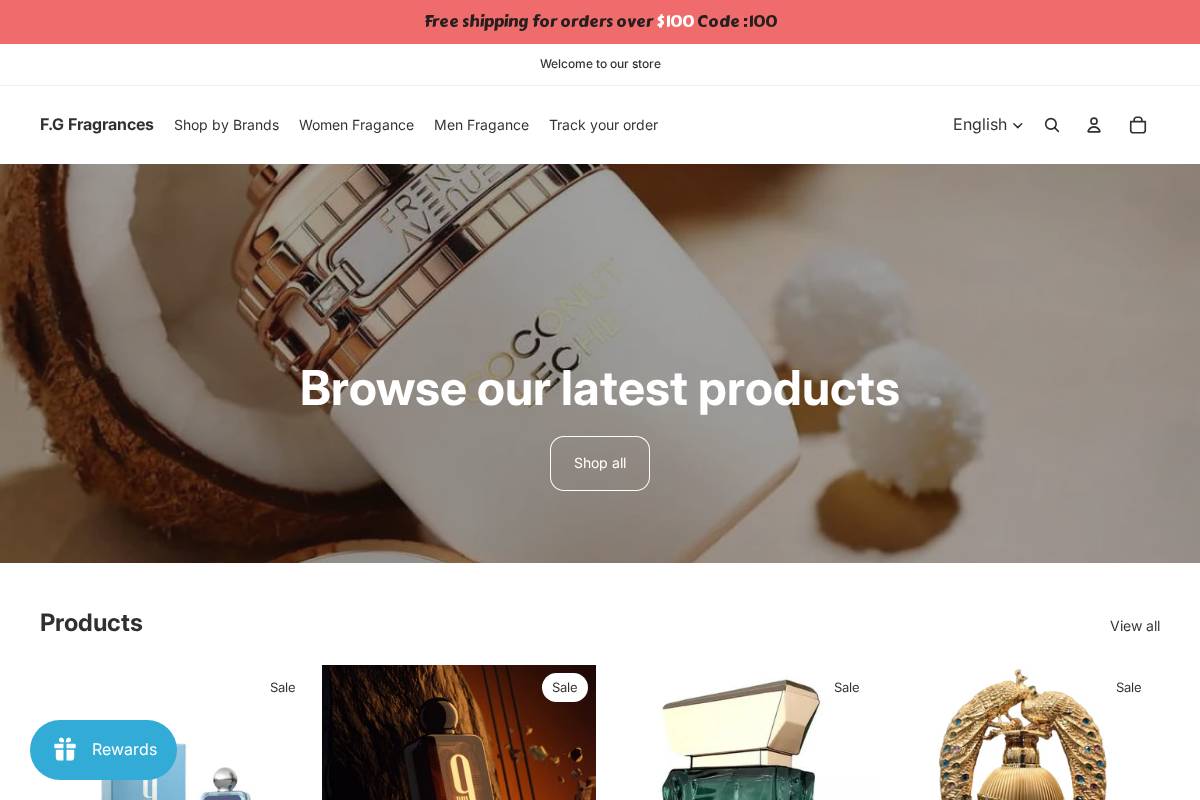 fgfragrances.com homepage screenshot