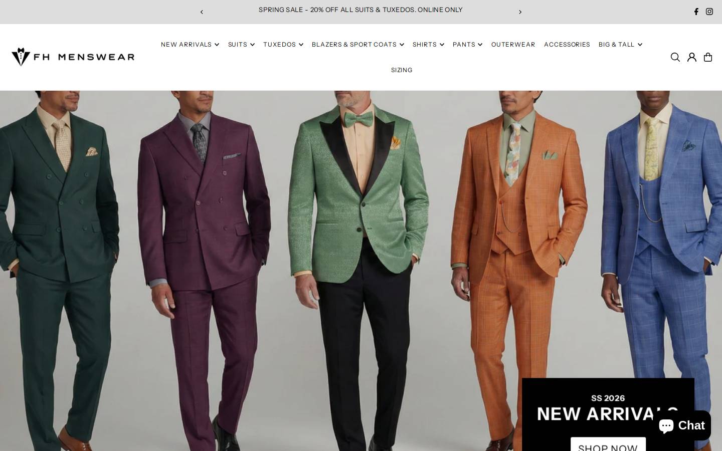Fhmenswear homepage screenshot