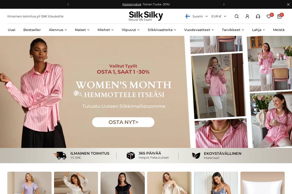 Fi Silksilky homepage screenshot