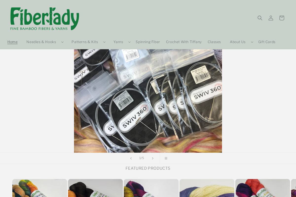 Fiberlady homepage screenshot