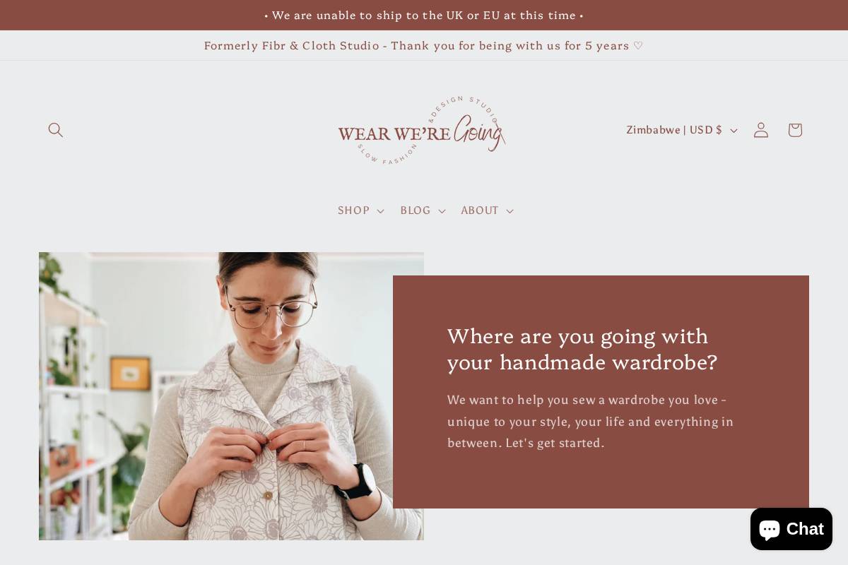 fibrandclothstudio.com homepage screenshot