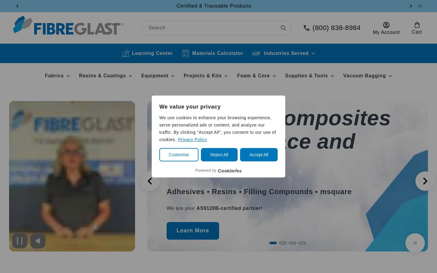 Fibre Glast homepage screenshot