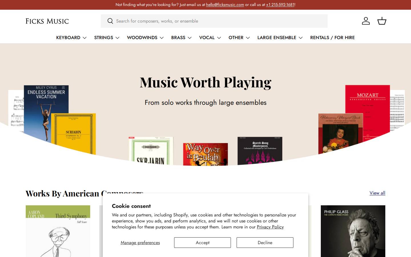 ficksmusic.com homepage screenshot