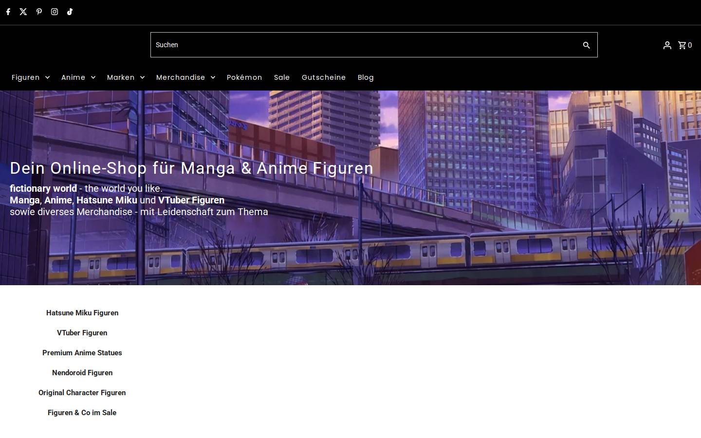 Fictionary World homepage screenshot