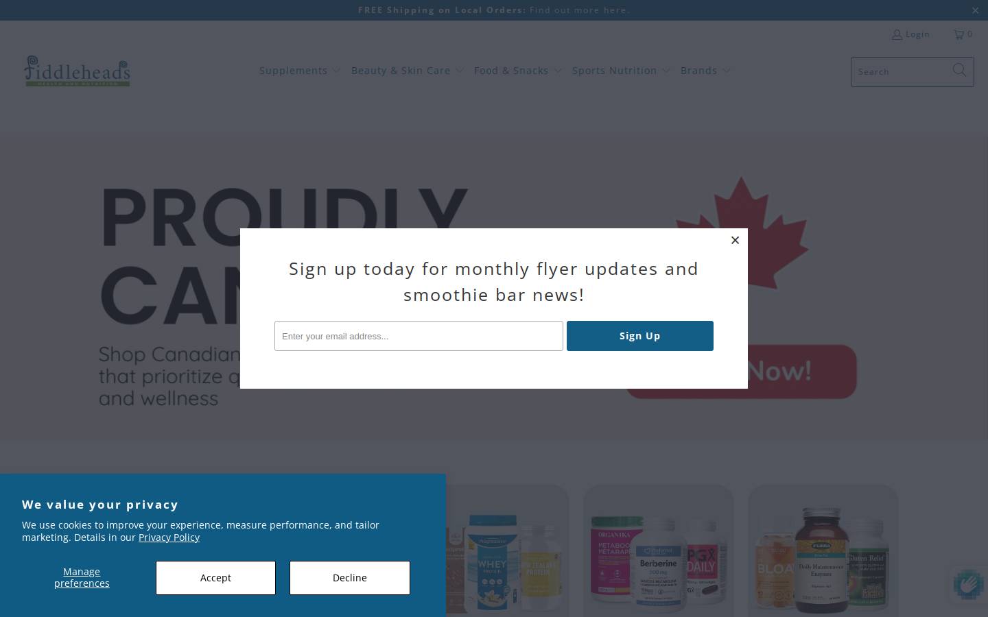 Fiddleheadshealth homepage screenshot