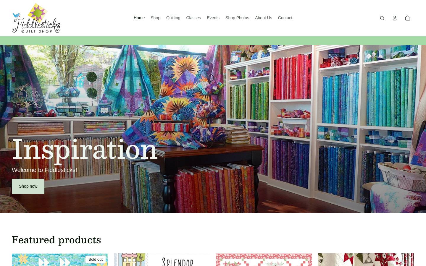 fiddlesticksquiltshop.com homepage screenshot