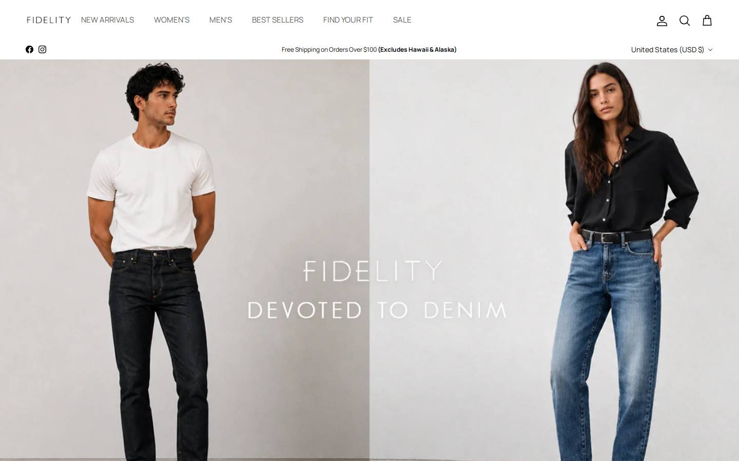 fidelitydenim.com homepage screenshot