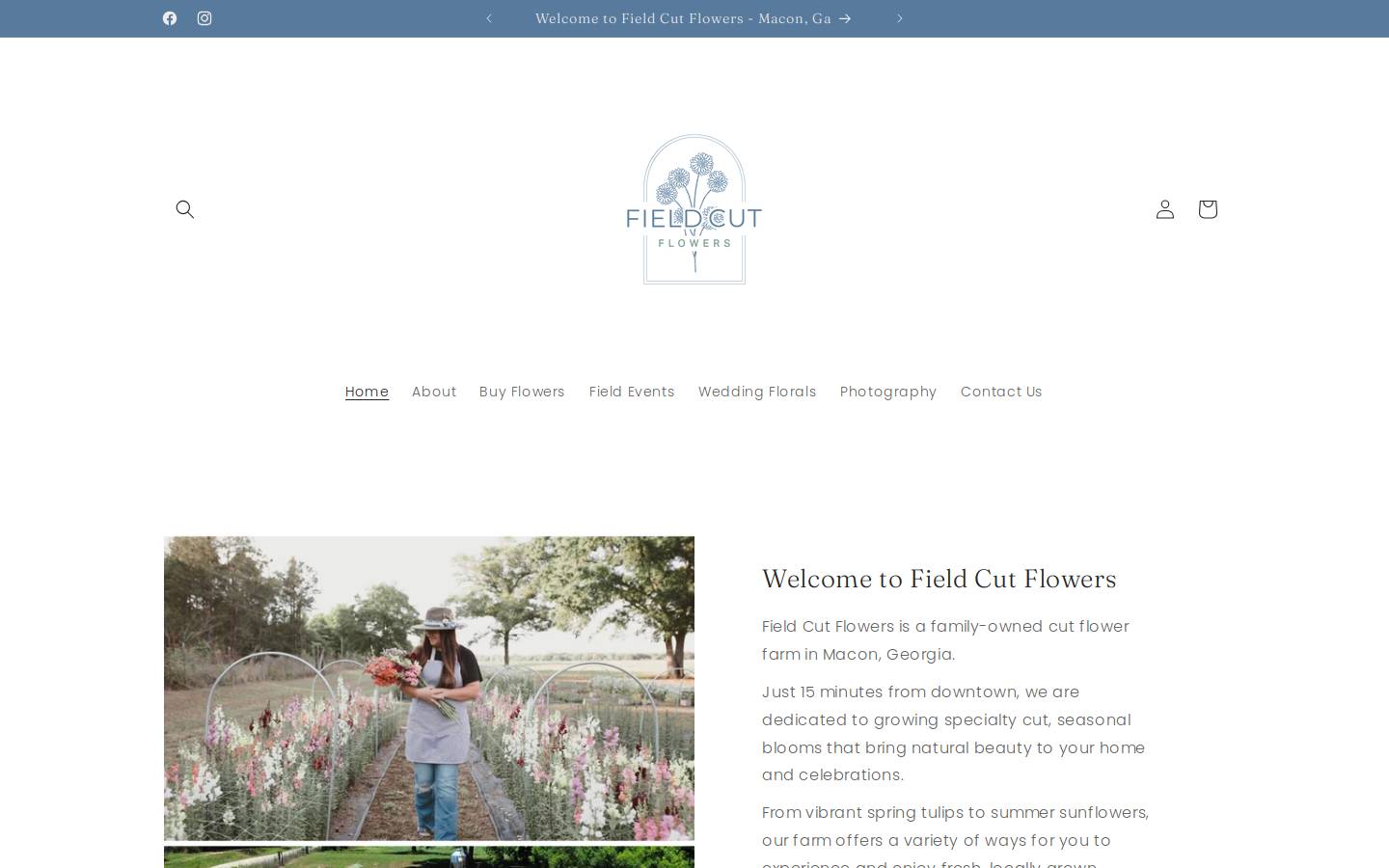 fieldcutflowers.com homepage screenshot