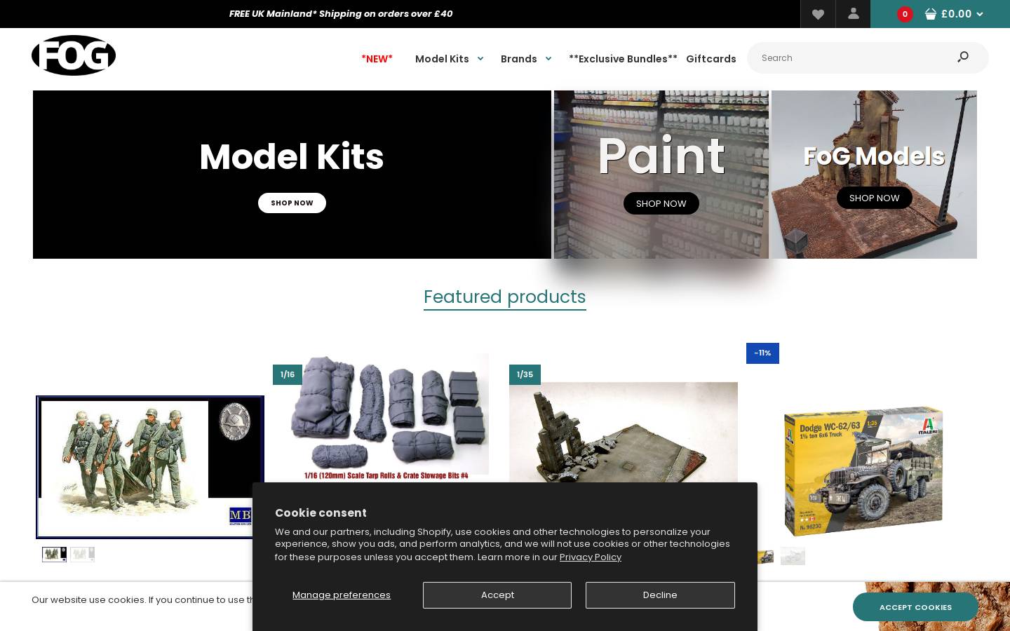 Fields of Glory Models homepage screenshot